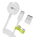goobay Apple Watch Ladekabel USB C 1m / Apple Watch Ultra 2 Ladegerät/Magnet Ladekabel kompatibel ab Series 2 / Apple Watch Ladestation mit Überladungsschutz/inkl. USB-A Adapter / 65343