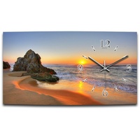 Kreative Feder Funkwanduhr 3D Design-Wanduhr "Beach" aus gebürstetem Aluminium (3D-Wölbung; flüsterleises Funkuhrwerk; außergewöhnlich, modern) bunt 80 cm x 40 cm