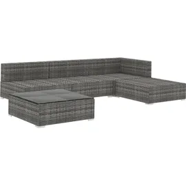 vidaXL Polyrattan Lounge-Set mit Auflagen grau