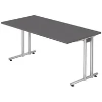 Hammerbacher NS16 Schreibtisch grafit rechteckig, C-Fuß-Gestell silber 160,0 x