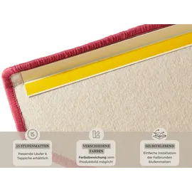 HANSE HOME »Fancy«, halbrund, 7 mm Höhe, 15 Stück, Treppenmatten, Selbstklebend, Stufenteppich, Treppenstufen pink ca. 23x65cm