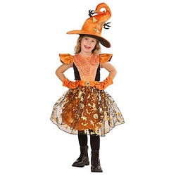 Kinder-Kleid "Hexe", orange/schwarz