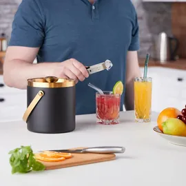 Relaxdays Eiswürfelbehälter mit Deckel Gold,Schwarz