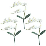 Comebachome Fake Orchidee, 3pcs 18 -Zoll -Künstliche Orchideenzweig, realistische Phalaenopsis -Blumen, Faux Orchidee für Hochzeitsartikelhäuser Dékor (weiß)