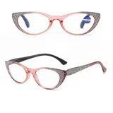 Katzenaugen Lesebrille, Cateye-Lesebrille mit Anti-Blaulicht, Lesebrillen für Damen(Rosa,1.0 x)