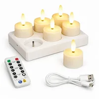 Tekoo LED-Kerze LED Teelichter mit Ladestation, 6er Set mit Fernbedienung & Timer (Set, 6-teiliges Set), USB-C Aufladung, Überladeschutz, 12-Tasten Fernbedienung weiß