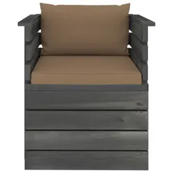 vidaXL Gartensessel mit Kissen Kiefernholz : Farbe - Taupe