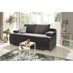 Schlafsofa INOSIGN "Berlin", grau (dunkelgrau), B:202cm H:99cm T:98cm, Samtoptik (100% Polyester), Sofas, Dauerschläfer mit Boxspringfederung, Bettfunktion und Bettkasten