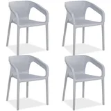 Homestyle4u Gartenstuhl 4er Set, in Grau, Kunststoff, 220x75x54 cm, Gartenmöbel, Gartenstühle, Gartenstühle