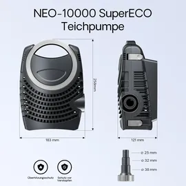 Wiltec SunSun Komplettset: CBF-350B Teichfilter bis 60000 L, NEO10000 SuperECO Teichpumpe 10000l/h 80W, CUV-224 Teichklärer mit 24W, Y-Verteiler