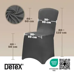 DETEX® 6er Set Stretch Hussen Grau ÖKO-TEX® Zertifiziert Überwurf Rückenlehne