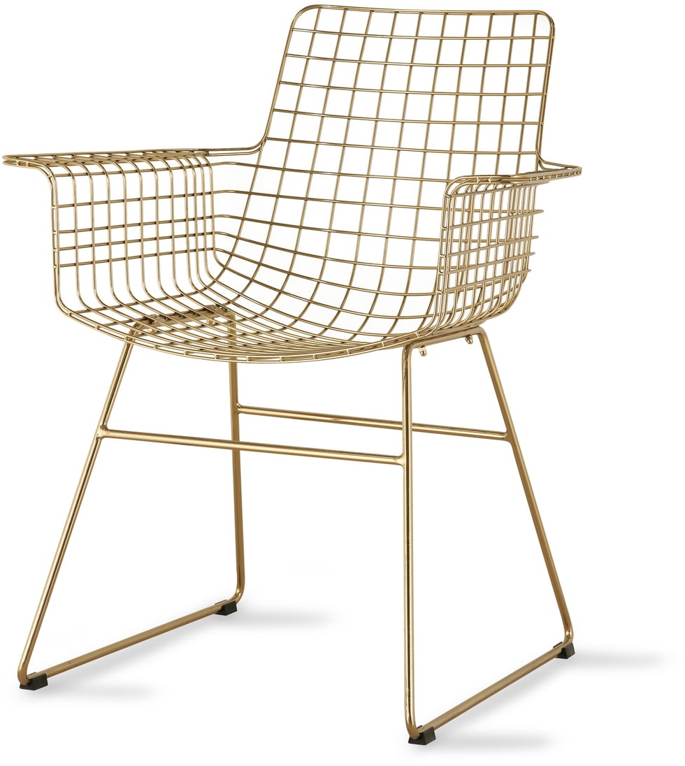 HKliving - Wire Arm Chair, Messing