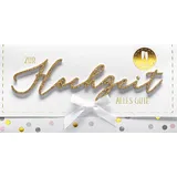 Perleberg - einzigartige Hochzeitskarte mit Lettering Surprise - wunderschöne Glückwunschkarte 11 x 22 cm - Karte zur Hochzeit mit Umschlag in weiß - hochwertige & besondere Hochzeitskarten