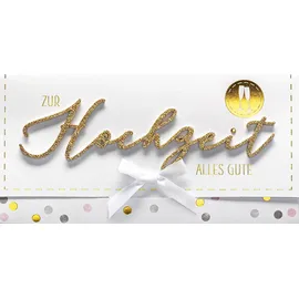 Perleberg - einzigartige Hochzeitskarte mit Lettering Surprise - wunderschöne Glückwunschkarte 11 x 22 cm - Karte zur Hochzeit mit Umschlag in weiß - hochwertige & besondere Hochzeitskarten