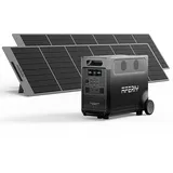 AFERIY Solar Generator 3840Wh mit 2x400W Solarmodul, 3600W Tragbare Powerstation LiFePO4 Batterie, 220V-240V, Faltbare Solarpanel mit USB IP65 für Outdoor Camping Reise Stromausfälle