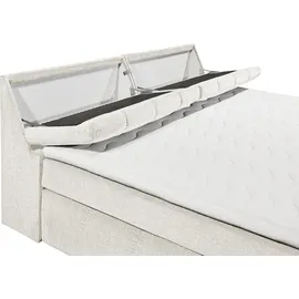 ed exciting design Boxspringbett "Elkford, Familienbett in der Größe 240x200cm", ivory, B:250cm L:240cm, 100% Polyester, Komplettbetten, Boxspringbett, inkl. Stauraum im Kopfteil