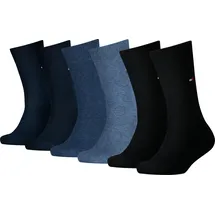 Tommy Hilfiger Kinder Socken 6er Pack - ECOM, TH BASIC einfarbig Blau/Schwarz 35-38