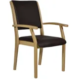 DEVITA - Seniorenstuhl Pflegestuhl Kerry - Verschiedene Sitzhöhen wählbar von 43 cm bis 55 cm (52 cm Sitzhöhe, Holz: Buche hell - Bezug: 608 Kunstleder Chocolat)