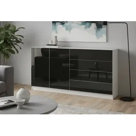 borchardt Möbel Vaasa 152 x 79 x 35 cm Schwarz / Weiß matt / Hochglanz