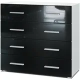Vladon Pavos V1 76 x 72 x 35 cm Weiß matt / Schwarz Hochglanz