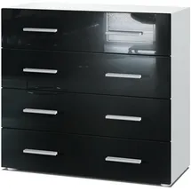 Vladon Pavos V1 76 x 72 x 35 cm Weiß matt / Schwarz Hochglanz