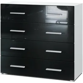 Vladon Pavos V1 76 x 72 x 35 cm Weiß matt / Schwarz Hochglanz