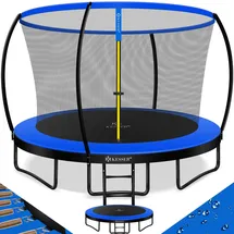 Kesser KESSER® Trampolin Gartentrampolin TÜV Rheinland GS Zertifiziert Kindertrampolin bis 150 kg Komplettset mit Sicherheitsnetz, Leiter, Randabdeckung & Zubehör
