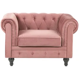 Beliani Sessel CHESTERFIELD Samtstoff 72 x 75 x 80 cm Rosa mit Rollen