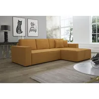 Fun Möbel Ecksofa Schlafsofa Sofa CONOR PREMIUM Stoff Poso Senf Ottomane Rechts