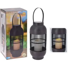 PROGARDEN Solar-Laterne mit LED-Kerze Rattan Schwarz