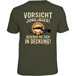 Rahmenlos Herren T-Shirt "Vorsicht Jungjäger! Begeben Sie sich in Deckung", XL