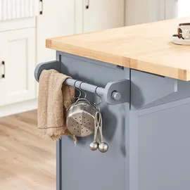 SoBuy Kücheninsel mit erweiterbarer Arbeitsplatte Servierwagen Holz BHT ca.: 115x92x46-71cm