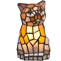 Birendy Lampe im Tiffany Style Tiff101 Figurenlampe Katze Dekorationslampe, Tiffany Style, Glaslampe, Leuchte,Tischlampe,