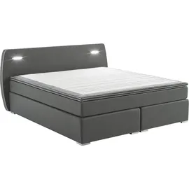 Atlantic Home Collection Boxspringbett REX, LED Beleuchtung und Topper (Härtegrad H2), dunkelgrau