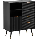 FineBuy Kommode 77 x 97 x 40 cm Eiche-Optik Schwarz