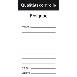 Aufkleber I Qualitätsaufkleber Qualitätskontrolle-Freigabe, Papier, 80x150mm, 100/Block