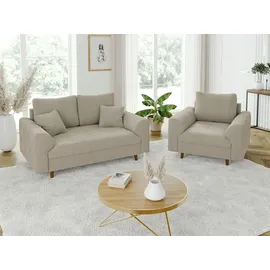 s-style möbel Sitzgarnitur, 3+2+1 Henrik Beige, Boucle