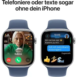 Apple Watch Series 10 GPS + Cellular 46 mm Aluminiumgehäuse silber Sportarmband denim M/L