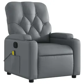 vidaXL Massagesessel Grau Kunstleder 86,5 x 93,5 x 0 cm Grau mit Fernbedienung