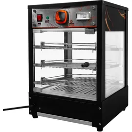 MONSTER SHOP Speisenwärmer Heißtheke Warmhaltetheke Gewerblicher Glas warme Pizza Kuchen Vitrine schwarzer Stahl elektrisch 30 - 85°C Temperaturkontrollschal... - Schwarz