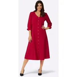 Trachtenkleid CLASSIC BASICS "Trachtenkleid", Damen, Gr. 48, Normalgrößen, rot, Web, 100% Polyester, unifarben, wadenlang, V-Ausschnitt, 3/4-Ärmel, Kleider