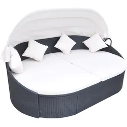 vidaXL Outdoor-Sonneninsel mit Sonnendach Poly Rattan Schwarz