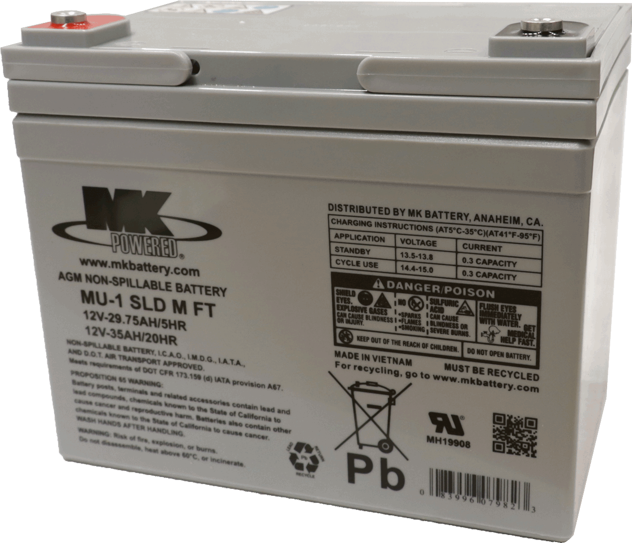 MK Battery 12V 35Ah Rollstuhl Batterie AGM Bleiakku MU-1 SLD M-FT