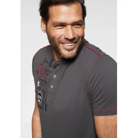 MAN'S WORLD Henleyshirt MAN'S WORLD, Herren, Gr. S (44/46), grau, Single Jersey, Obermaterial: 100% Baumwolle. Besatz: 100% Baumwolle, bedruckt, Rundhals, Shirts, Kurzarm, lässige Passform, bedruckt, Rundhals, casual, Topseller