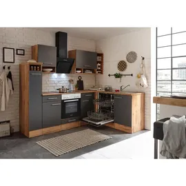 Respekta L-Küchenzeile Hilde LBBEKBL250EGC ohne E-Geräte 250 cm Grau