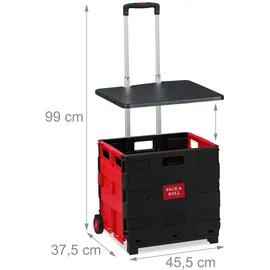 Relaxdays Einkaufstrolley rot/schwarz 50 x 48 x 12 cm
