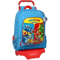 Safta SUPERZINGS Kinderrucksack, Modell 522 mit Trolley 905, ideal für Kinder jeden Alters, bequem und vielseitig, Qualität und Strapazierfähigkeit, 32 x 42 x 14 cm, Blau, blau, Estándar, Casual