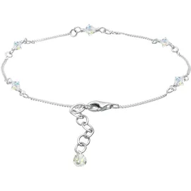 Elli Fußkette Basic Strand Bead Kristalle 925 Silber weiß 25