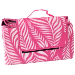 Picknickdecke 200 x 200 cm Rosa weifl Camping Fleece Decke mit Tragegriff