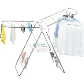 Homcom Wäscheständer 1,48 m Silber/Weiß